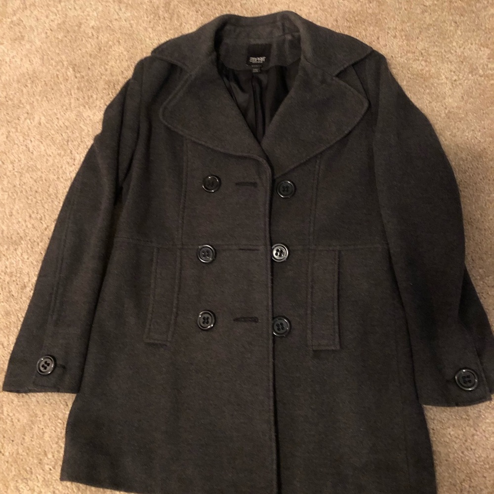 Esprit Charcoal Gray Wool Coat Size Medium